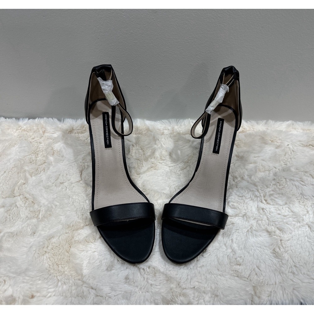 Woman's‎ French Connection Strappy Black Heel Ankle Strap Sandals Size 11 NEW